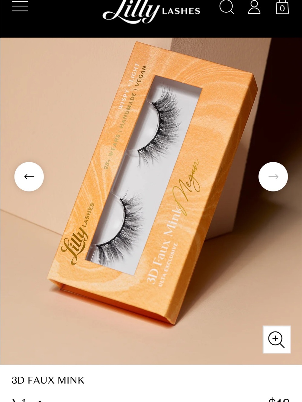 Lilly Lashes 3D Faux Mink Lashes - Style Megan Orange Box, Black Lashes
